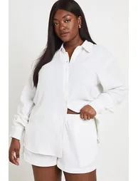 Plus Elasticated Waist Beach Short - white - 2
