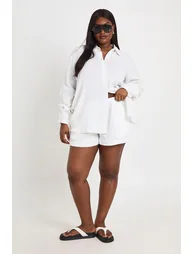 Plus Elasticated Waist Beach Short - white