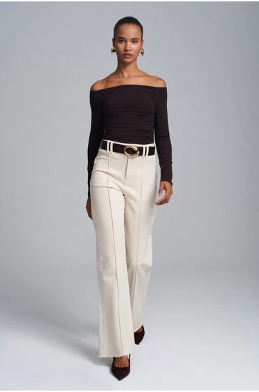 Dilvin Off-Shoulder Slim Fit Knit Blouse