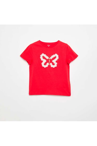Short-sleeved T-shirt with design RED