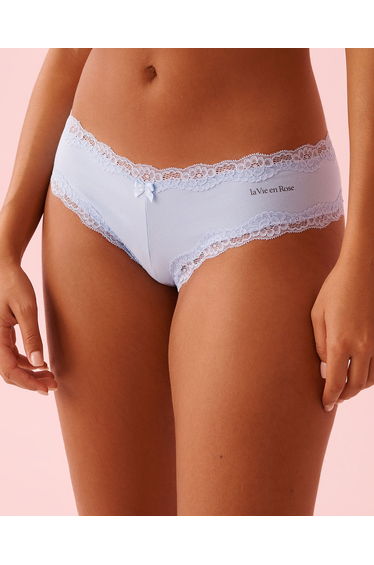 Cotton and Lace Trim Cheeky Panty