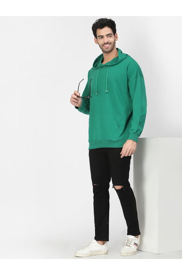 Men Green Relaxed Fit Graphic Hoodie