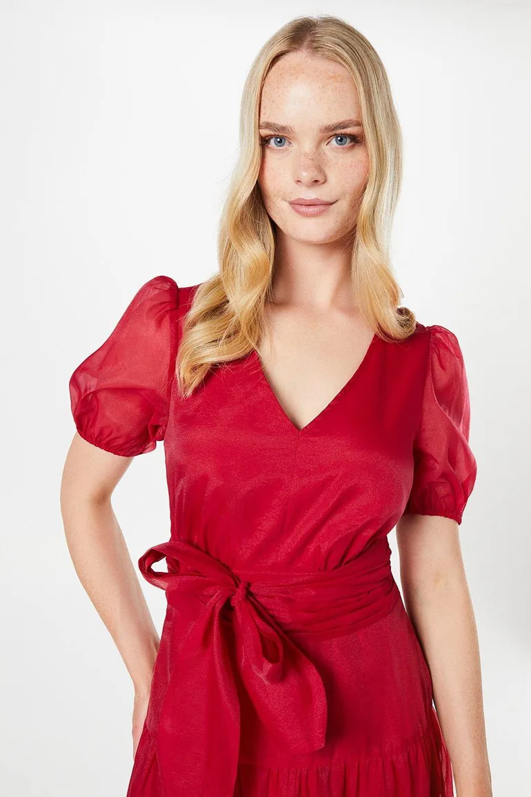 pintuck organza midi dress Lina Pintuck Organza Midi Dress