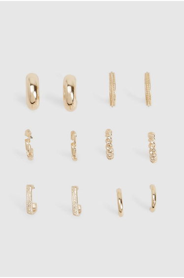 Mini Hoop Earrings 6 Pack - gold