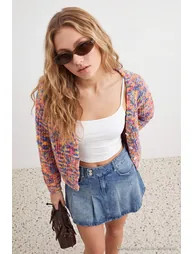 Ecru Soft Textured Gradient Yarn Knitwear Cardigan - 3