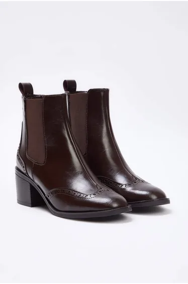 Brown Faux Leather Boots