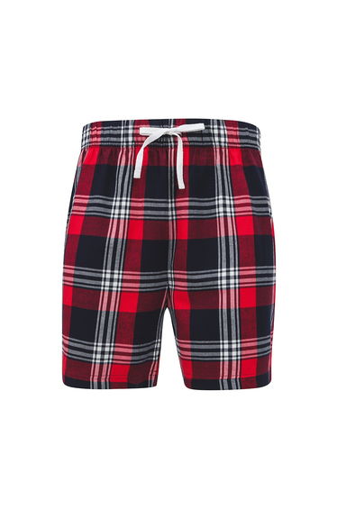 SF Mens Tartan Lounge Shorts - Red/Navy