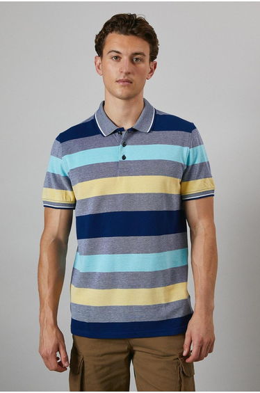 Yellow Barbados Stripe Polo Shirt