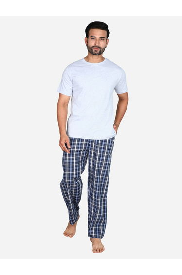 Solid Short Sleeve T-Shirt and Checked Pyjama Set