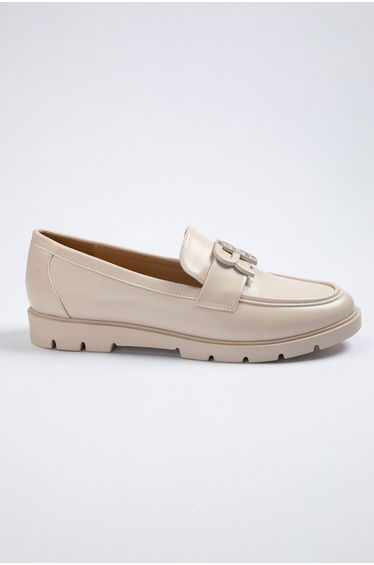 Women's Flat Loafers - Synthetic Leather, Solid Color