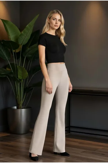 DS SORA BEIGE SPANISH LEG LEGGINGS Relaxed Cut, High Waist, Slimming and Flexible