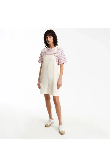 Short Dungarees in Lyocell Denim and Cotton