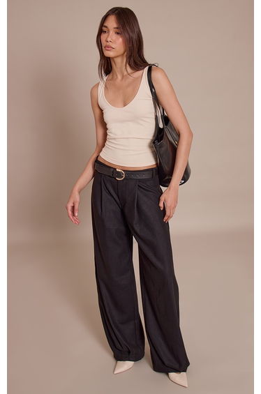 Oatmeal Soft Cotton V Neck Vest Top