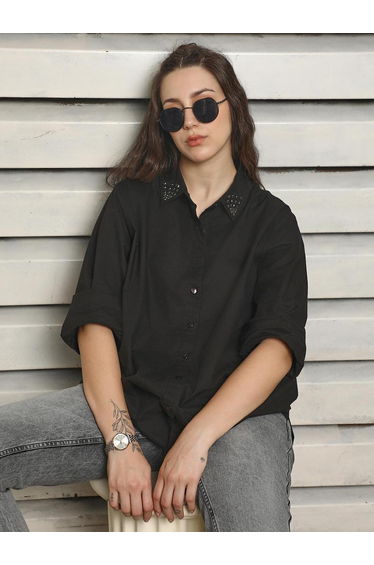 Embellished Spread Collar Regular Fit Shirts