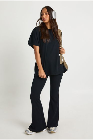 Two Tone Rib Flared Leggng & Top Co Ord