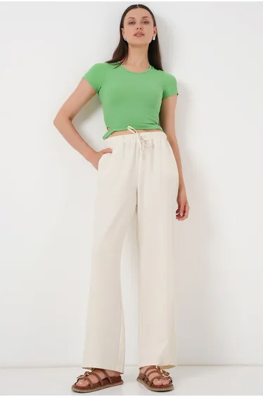 Women's Wide Leg Linen Trousers