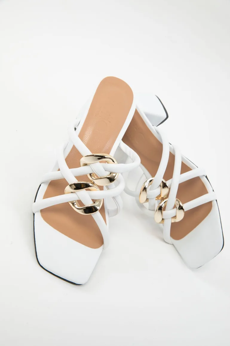 Women's White Classic Heeled Shoes - 2