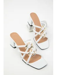 Women's White Classic Heeled Shoes - 3