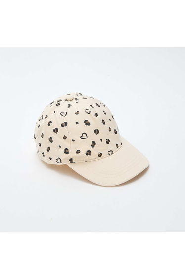 Patterned Baseball Cap with Adjustable Hook-and-Loop Fastener BROWN