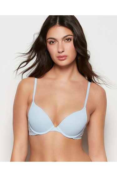 Push Up Bra with Lace Wing in Subdued Blue