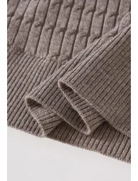 Subtle Faux Wrap Textured Knit Top in Taupe - 2