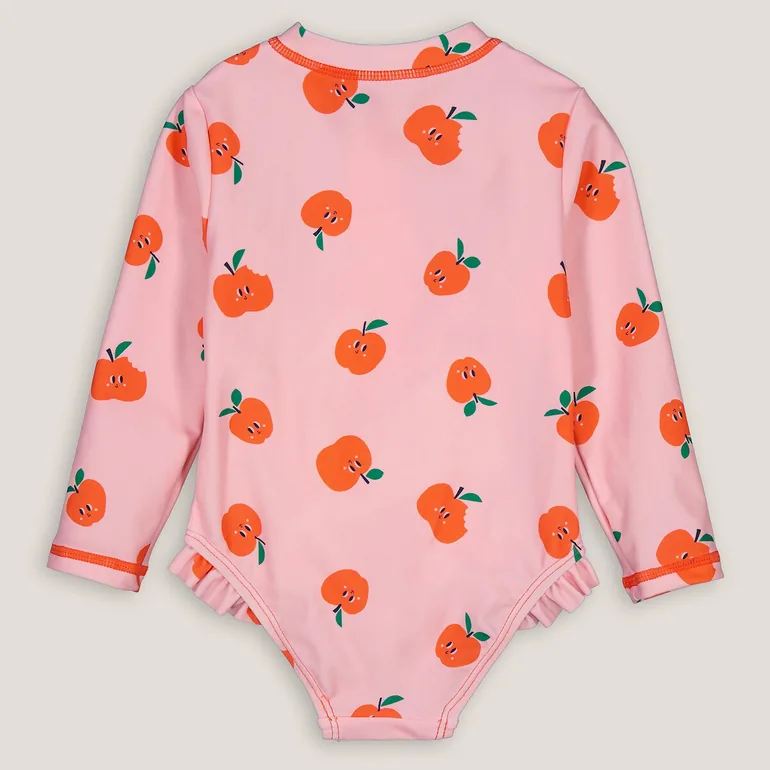 Apple Print Swimsuit with Ruffles - 1