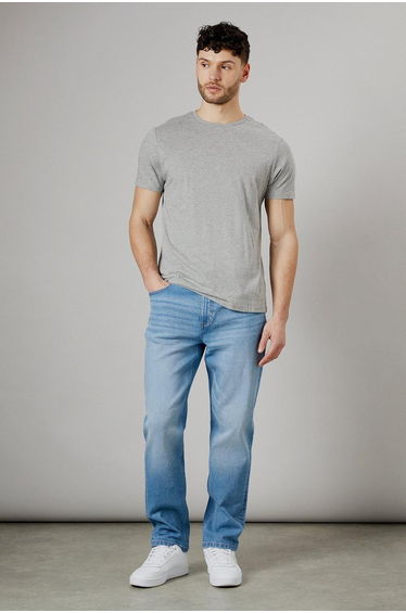 Light Wash Stretch Straight Fit Jeans