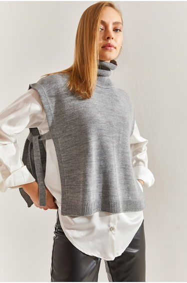 Women's Turtleneck Belt Tie Knitwear Sweater