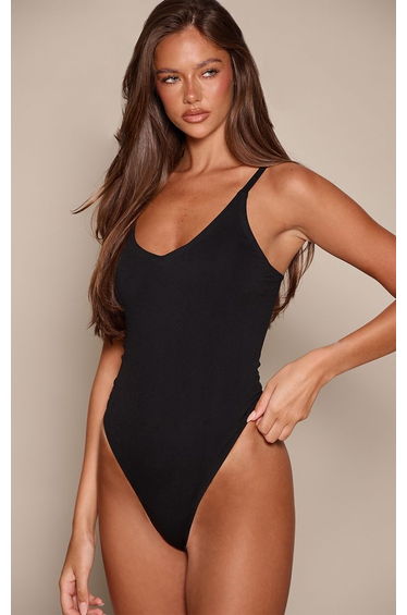 Black Seamless Strappy Bodysuit