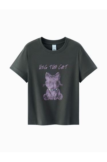 Women's Cat Graphic Short Sleeve T-Shirt