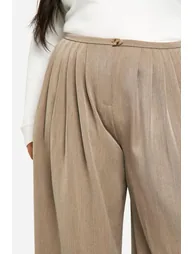 Plus Extreme Wide Leg Pleated Trouser - taupe - 3