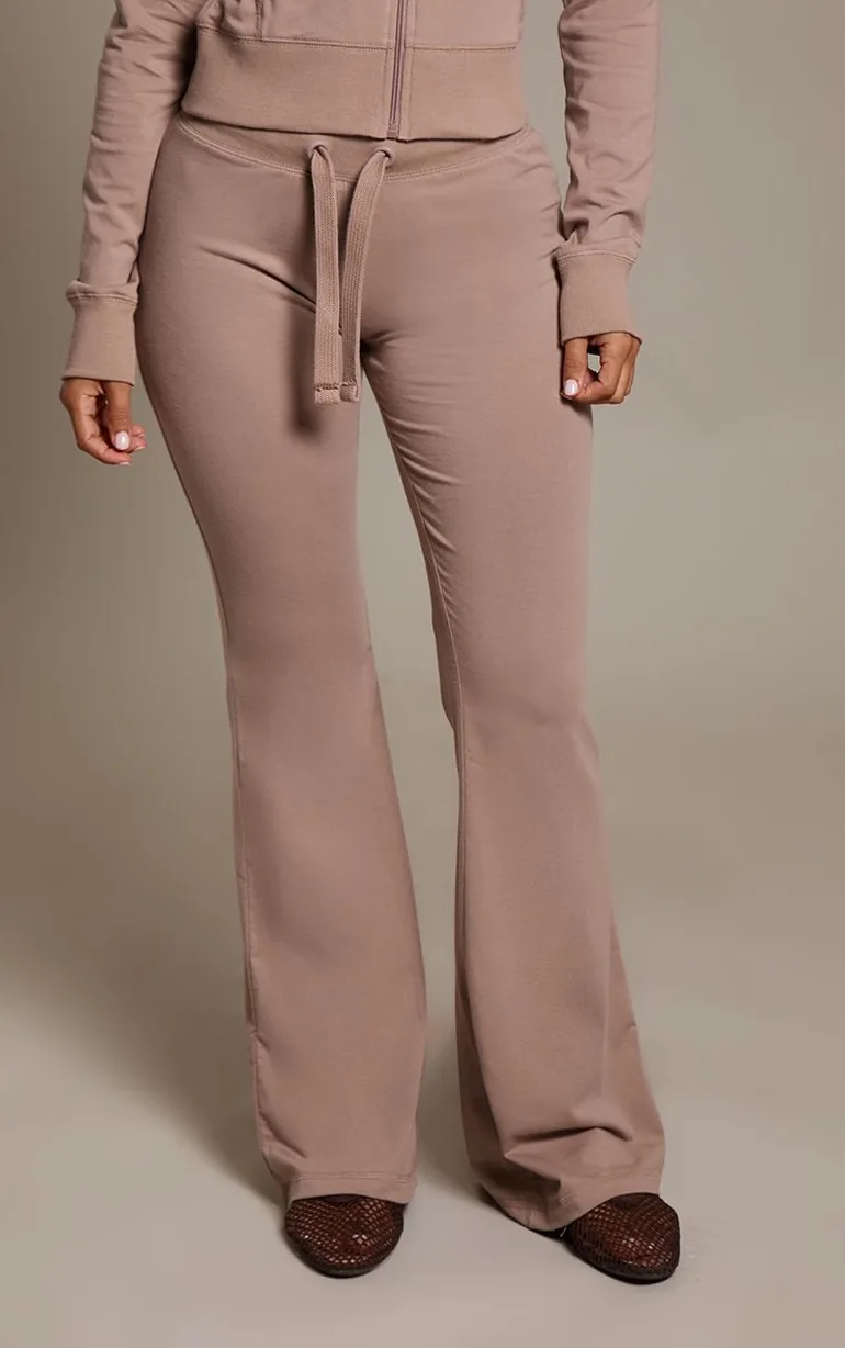 Petite Taupe Low Rise Skinny Flare Trousers - 1