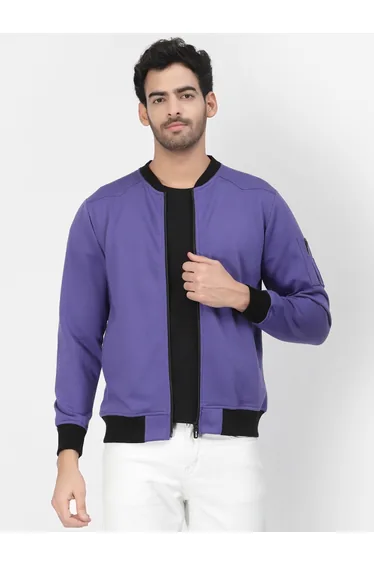 Men Purple Regular Fit Contrast Trim Jacket