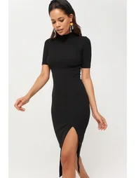 Black Bodycon Midaxi Jumper Dress - 4
