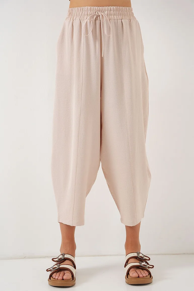 Woven Shalwar Trousers - Biscuit - 3