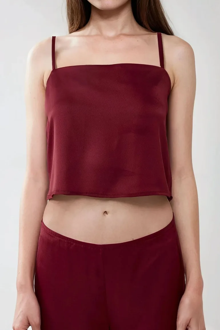 Ana Square Collar Satin Top - 4