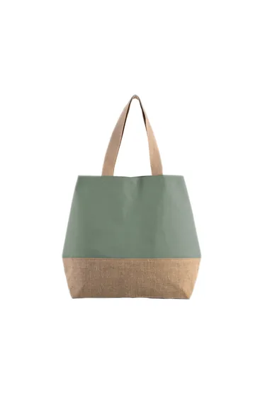 Kimood Canvas And Jute Shopper Bag - Dusty Light Green/Natural