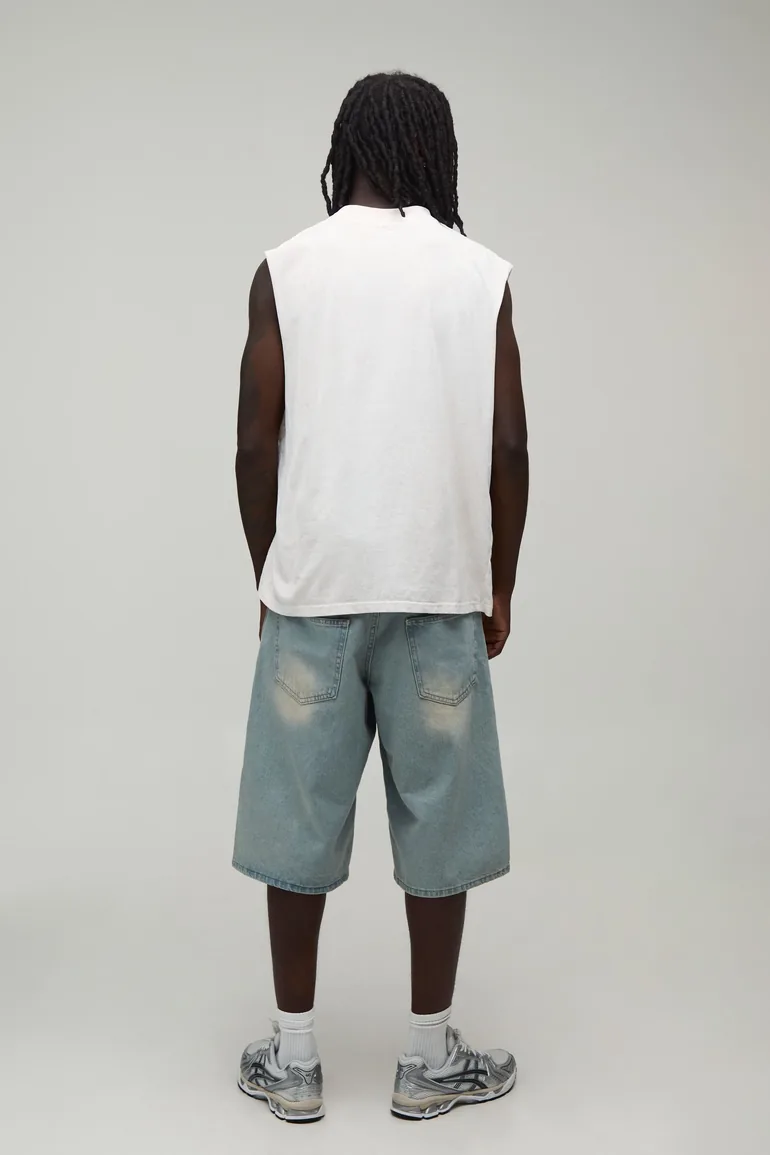 Oversized Nirvana Acid Wash License Print Tank - white - 1