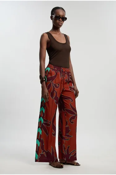 Western Printed Twill Woven Straight Trousers