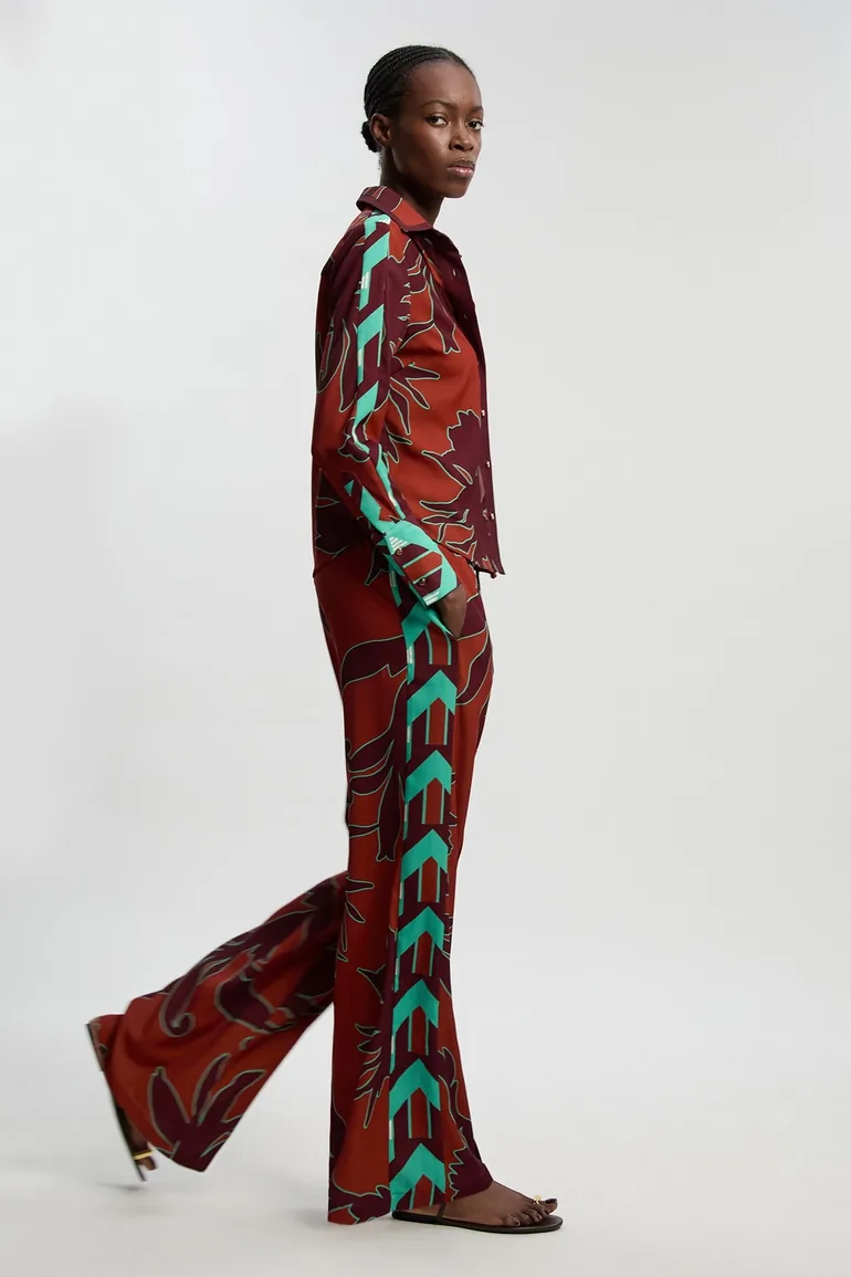 Western Printed Twill Woven Straight Trousers - 1