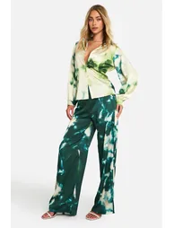 Large Scale Tonal Tie Dye Wide Leg Trousers - green - 2