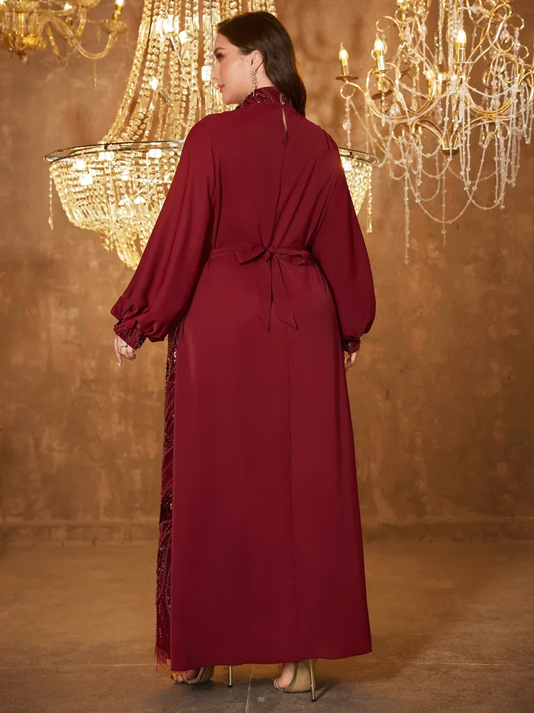 Plus Size Embellished Kimono and Maxi Dress Co-ord Set - 1