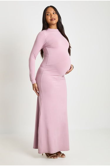 Maternity Ruched Side Detail Maxi Dress - mauve product thumbnail 3