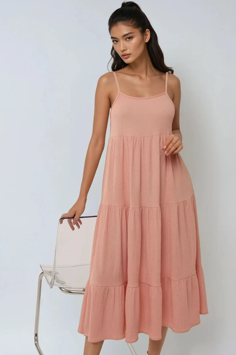 Textured A-Form Midi Dress - 2