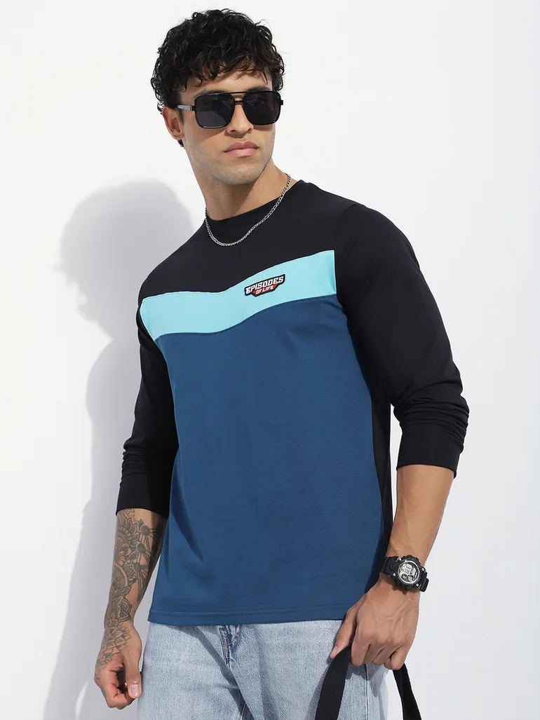 Men Regular Fit Cut and Sew Panel T-Shirt - 1