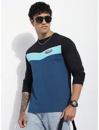 Men Regular Fit Cut and Sew Panel T-Shirt - 1