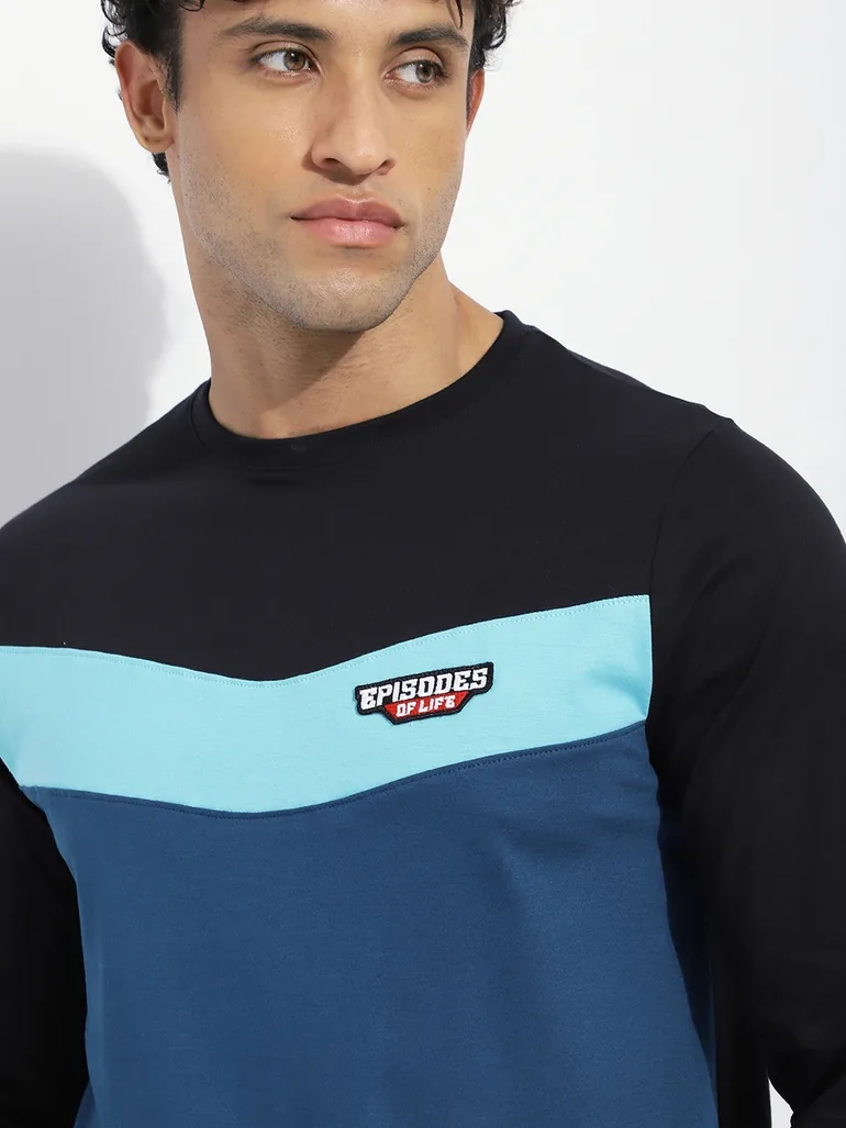 Men Regular Fit Cut and Sew Panel T-Shirt - 4