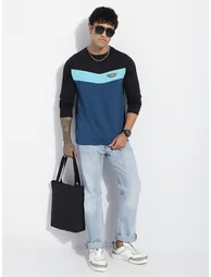 Men Regular Fit Cut and Sew Panel T-Shirt