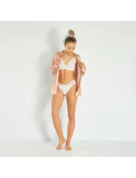 Microfibre and lace briefs White