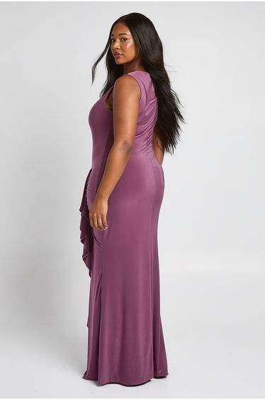 Plus Soft Touch Ruffle Detail Maxi Dress - mauve product thumbnail 2